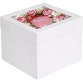 Moretoes 12pcs Cake Boxes, 10x10x8 Inches Tall Cake Carriers with Window, Square Bakery Box with Lids for Donuts, Pies, Cookies, Wedding, Birthday (White)