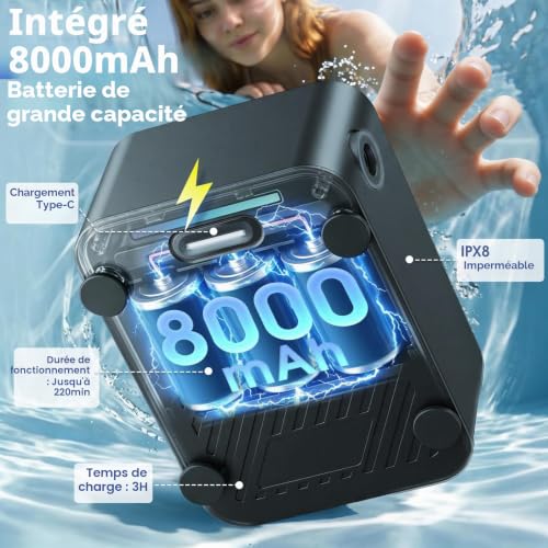 KingSom Camping Shower, Portable Shower with Heating, 8000mAh Rechargeable Electric Shower Pump, Adjustable Camping Showers with Large LED Smart Screen for Outdoor, Hiking