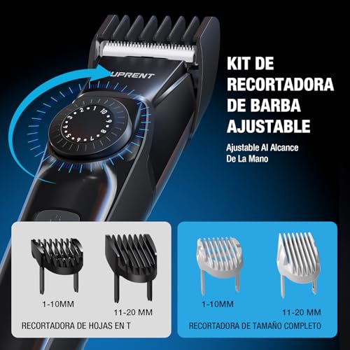 SUPRENT Men's Beard Trimmer – 5 in 1 Electric Shaver with 4 Accessories, IPX7 Waterproof Beard Trimmer, 90 Min Battery Life and LED Display