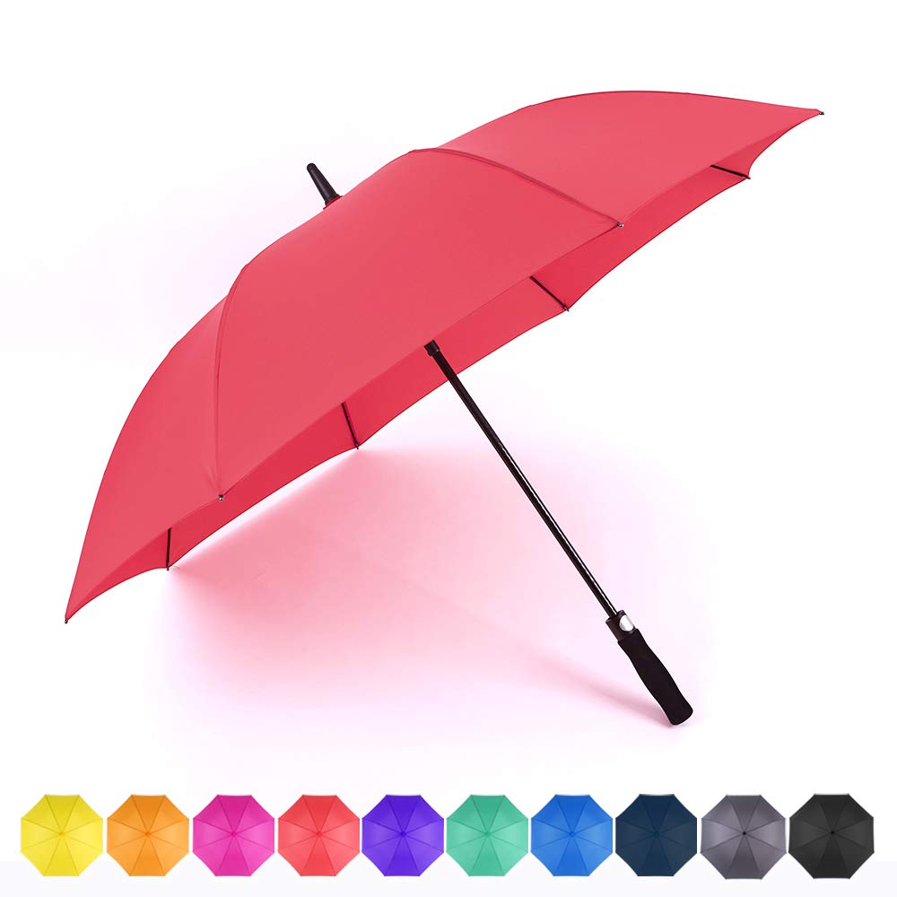 RUMBRELLA Golf Umbrella Large Windproof Umbrellas Auto Open 55IN, Red