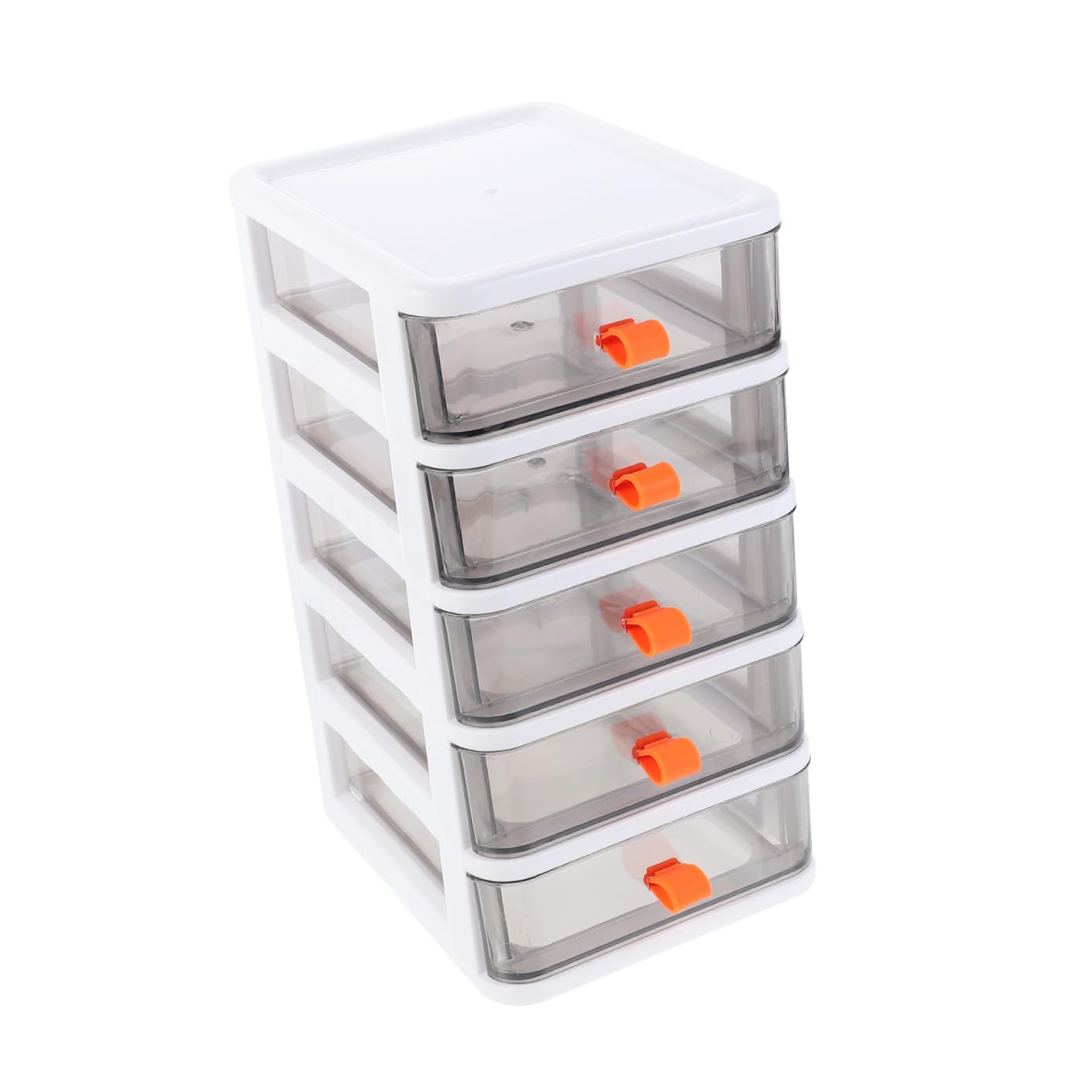Desktop Drawer Units 5 Drawer Storage: 5 Drawer Storage Organizer, Clear Storage Cabinet Drawers Multifunction Storage Rack Organizer Furniture, White Drawer Storage Box Shelf