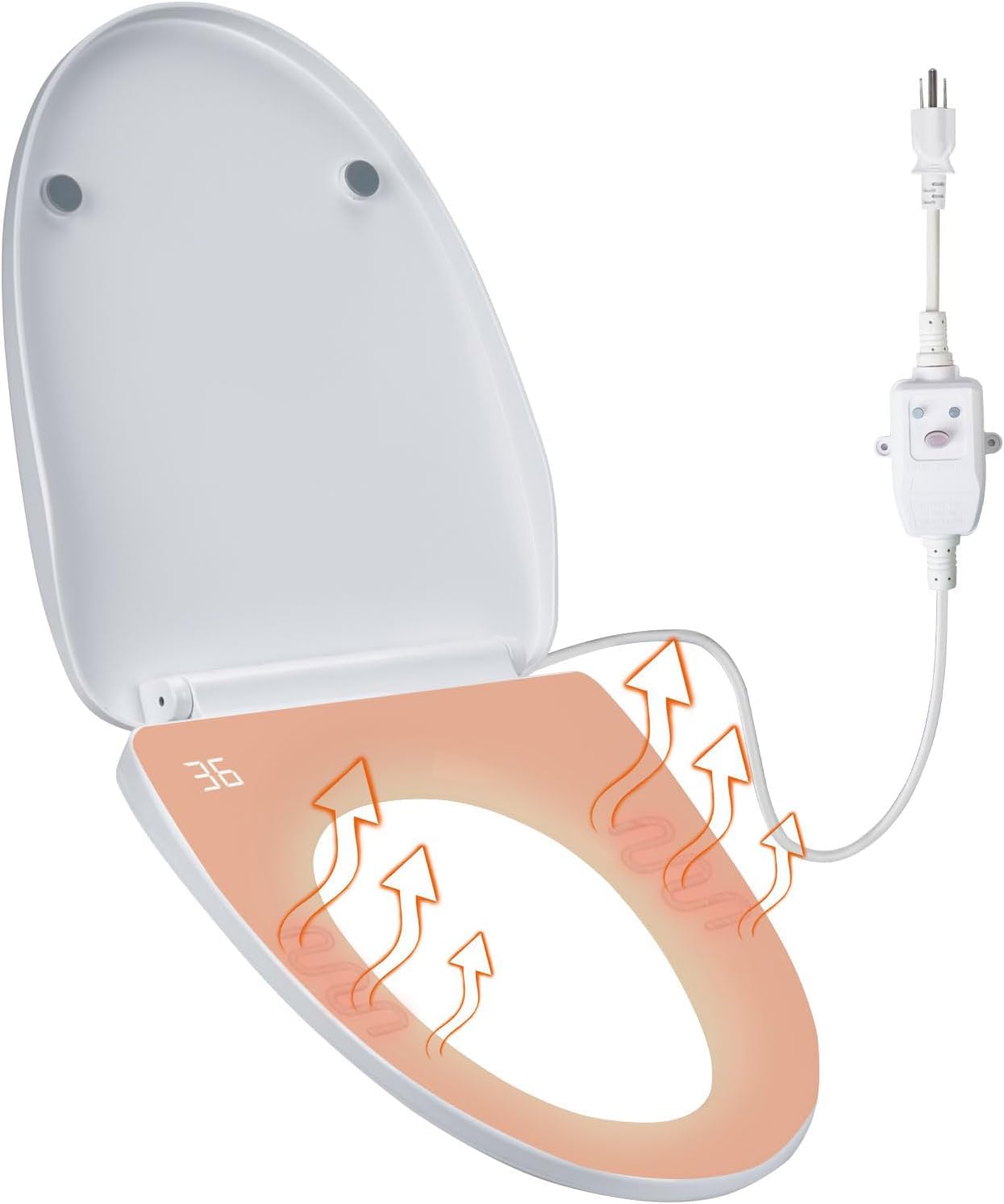 Photo 1 of Heated Toilet Seat - Elongated Smart Toilet Seat with 3 Heating Modes, Bidet Attachment for Toilet, Auto Night Light, Temperature Display & Leakage Protection - Easy Clean & Install