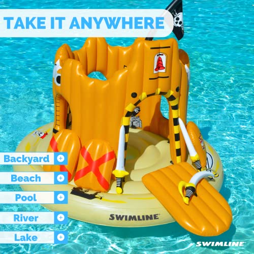 SWIMLINE Giant Inflatable Pirate Castle Pool Float For Kids And Adults