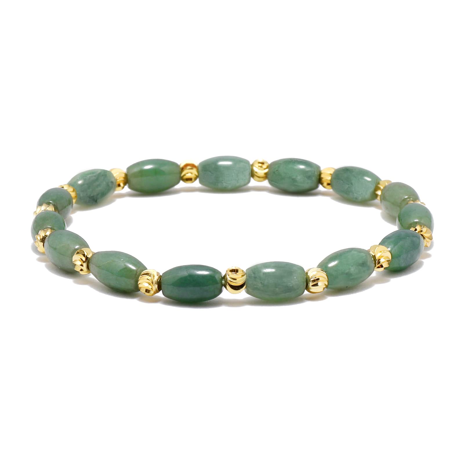 Photo 1 of jade bracelet for women ?beaded bracelets ?6 * 9mm natural jade beads,brass plated 18k gold spacer beads,DIY Stretch Bracelet with 6.5-8 inch hand circumference,gifts for girlfriend. (Emerald green)