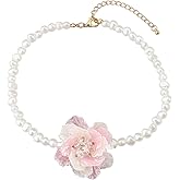 Camellia Flower Necklace Choker Colorful Flower Floral Zircon Necklace Baroque Pearl Floral Necklaces for Women Petal Blossom Jewelry