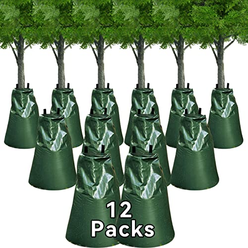 12 Packs Slow Release Tree Watering Bags - 20 Gallon Zippered Automatic Drip Irrigation Bags for New Planted and Transplanted Trees