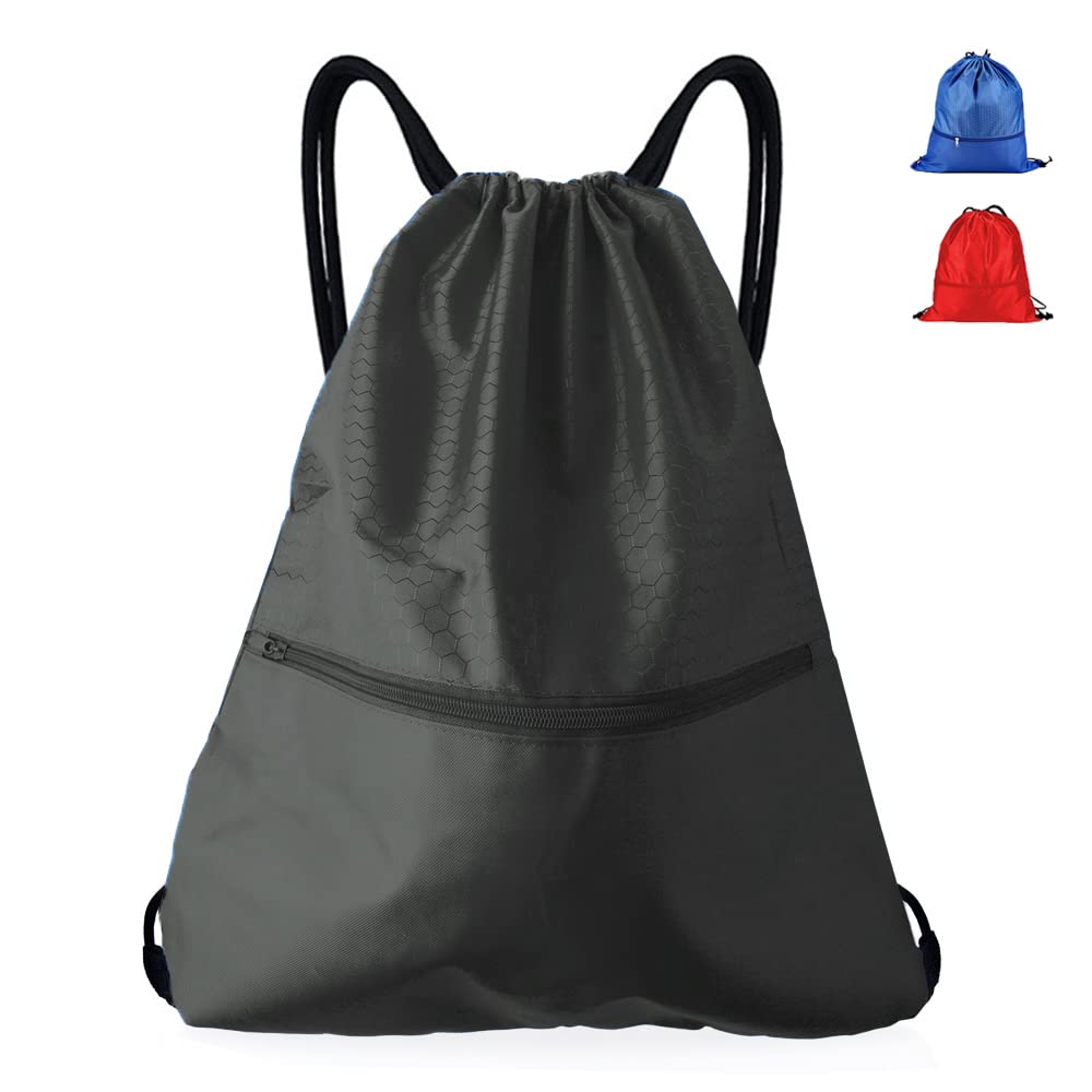 Spolife Sports Gym Sack Drawstring Bag Waterproof Drawstring Sport Bag,High Capacity Drawstring Gym Bag(Black)