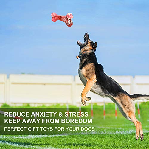 ESPER Dog Toys, Durable Dog Chew Toys for Aggressive Chewers Bacon Flavored Tough Natural Rubber & Teeth Cleaning Chewing Bones for Large/Medium Dogs (B)