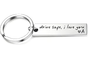 Drive Safe I Love You Keychain - Stainless Steel Engraved Romantic Couple Gift for Boyfriend Girlfriend Husband Wife