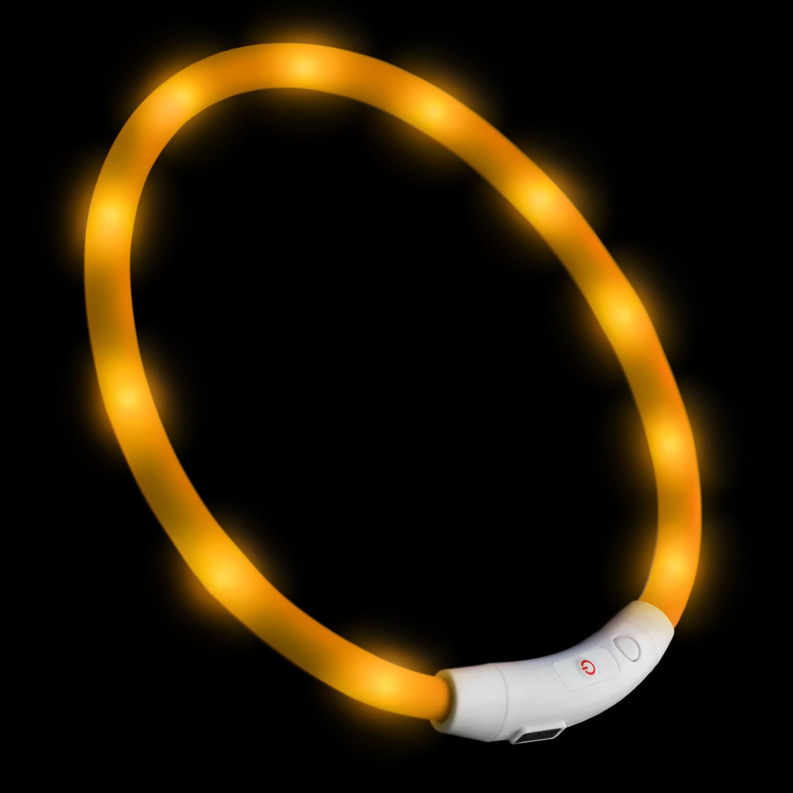 LED USB collar silicone dog collar luminous collar for dogs rechargeable via USB (size S-L 18-65 cm individually adjustable) in yellow by the brand PRECORN — image 1