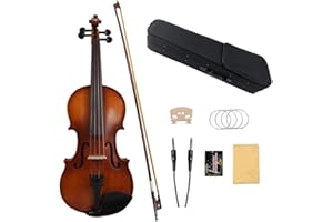 Yinfente Left Handed Acoustic&Electric Violin 4/4 Full Size Ebony Fittings With Hard Case,Brazil Bow,Bridge,Extra Strings,AUX
