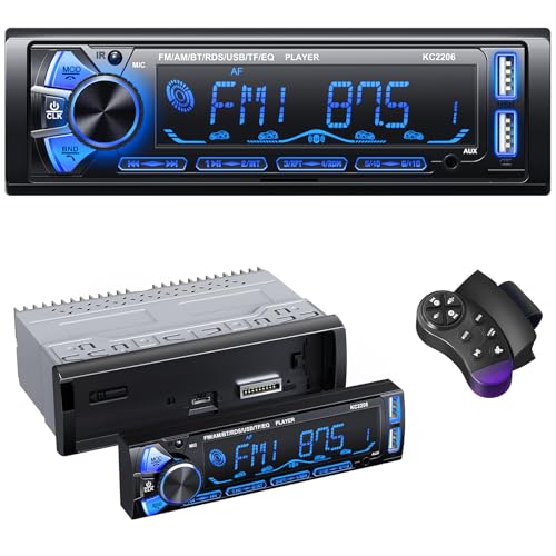 Removable Bluetooth Car Radio, Wistrue RDS Autoradio Bluetooth 5.0, FM/Am 1DIN Car Radio Stereo Supports MP3/2USB Fast Charging/AUX/SD Compatible with Android and iOS