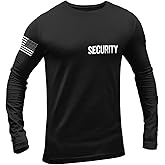 NYC FACTORY Men's Long Sleeve Security T-Shirt Screen-Printed Front & Back Tee