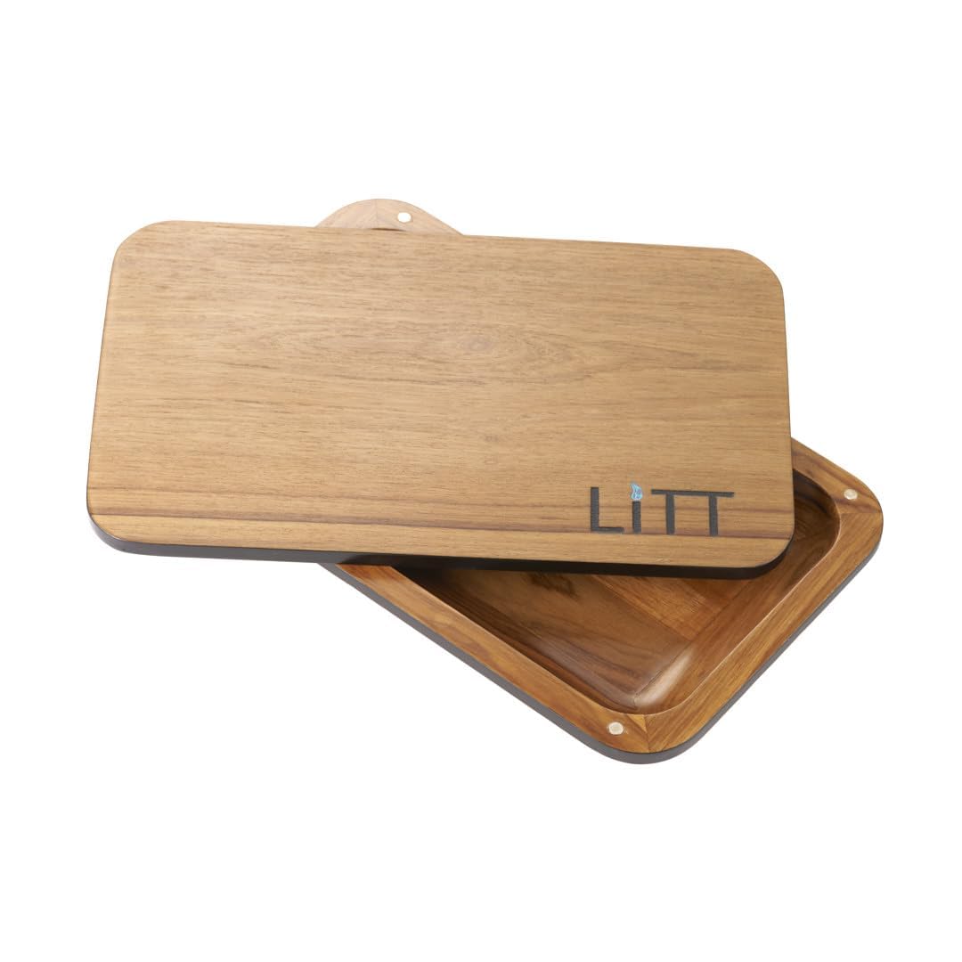 LiTT Stash Wooden Tray (Large) - 28.5cm x 17.5cm, Smell-Proof Box With Magnetic Lid, Smart Solution for Rolls, Safe Storage, Concealed Design | Task Organizer