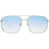 SOJOS Trendy Square Aviator Sunglasses for Women Men, Gold Frame Light Tint Gradient Shades SJ1176