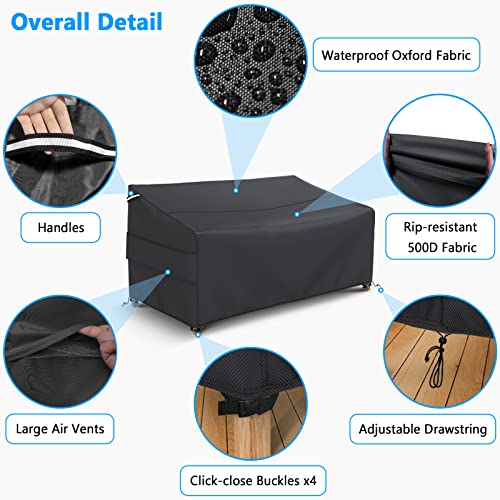 Gasadar Patio Sofa Cover Waterproof for 2-Seater Outdoor Sofa Loveseat and Furnitures,Heavy Duty Outdoor Couch Covers, Anti UV and Dustproof, 60" L×34" D×31" H, Black