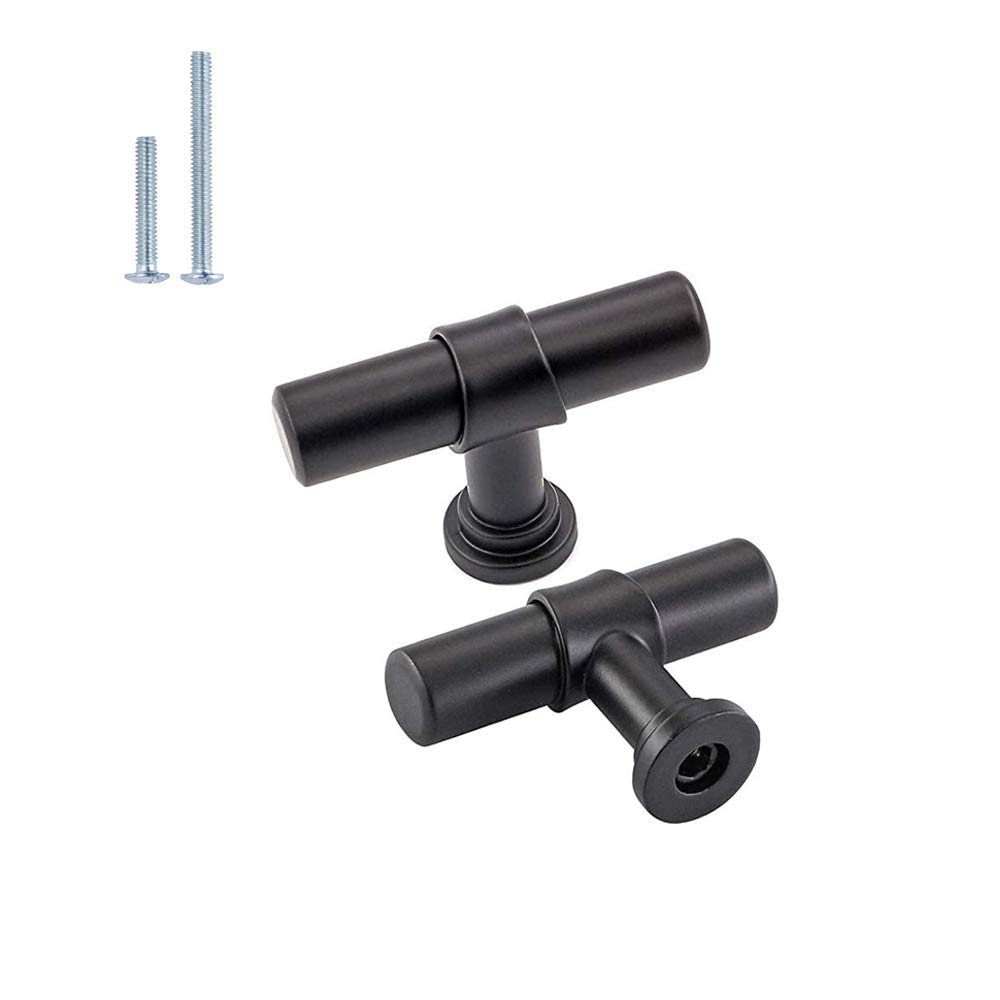 Goldenwarm 10 Pack Black Drawer Knobs - LST18BK Single Hole Modern Matte Black Cupboard Handles