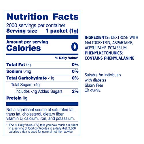 SUGARLY SWEET Zero Calorie Sweetener Packets with Aspartame, Sugar Substitute, Sugar Alternative, Blue Sweetener Packets, 2,000 Packets - Thumbnail 3