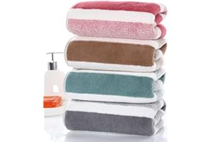 Microfiber Hand Towels Soft Hand Towels for Bathroom Super Absorbent Bath Towels Ideal for Hair Spa Sports and Travel (Stripe