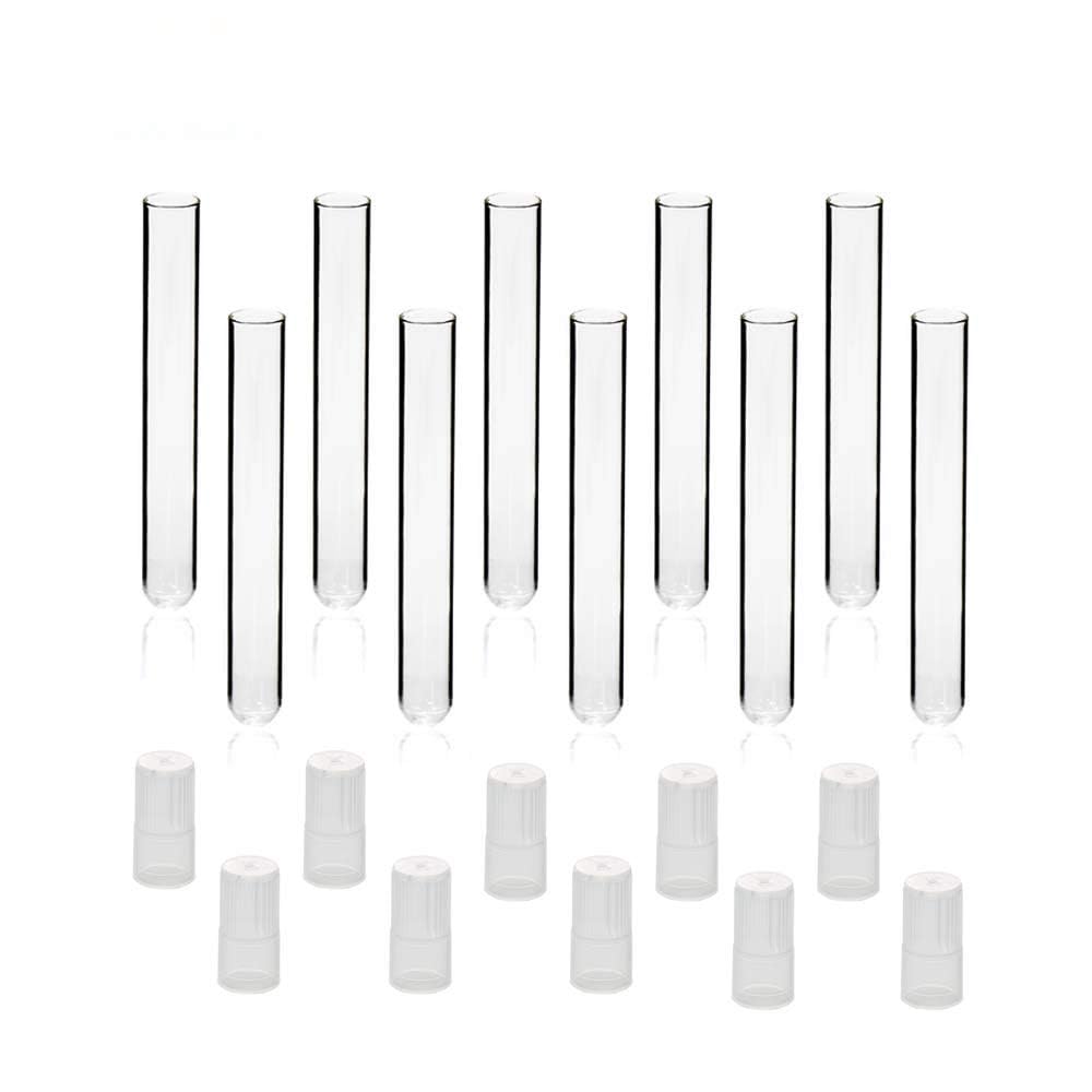 ULAB Scientific Glass Test Tubes with Autoclavable Caps, Vol.16ml, 16x150mm, Medium Borosilicate Glass Material, Pack of 20, UTT1010