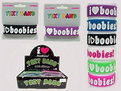 Jumbo Product Assorted Color Silicone Bracelet I Love Boobies (2 Pieces)