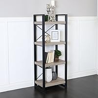 WE Furniture 62" Industrial Wood Media Tower, Driftwood