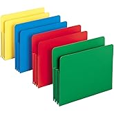 Smead Poly File Pocket, Straight-Cut Tab, 3-1/2" Expansion, Letter Size, Assorted Colors, 4 per Box (73500)