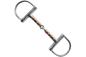 Snaffle Horse Bit,Mouth Bit Roller with Copper D-Ring Snaffle Bits, Single Joint Horse Bit, Horse Bit Ring, Equestrian Suppli