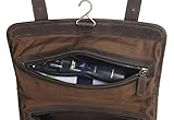 KOMALC Genuine Buffalo Leather Hanging Toiletry Bag Travel Dopp Kit