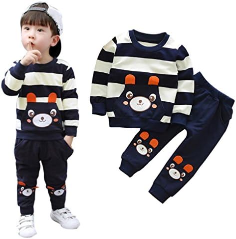Kids Boys Girls Clothes Set, TRENDINAO Autumn Spring Kids Striped Bear Tops+Pants Outfits