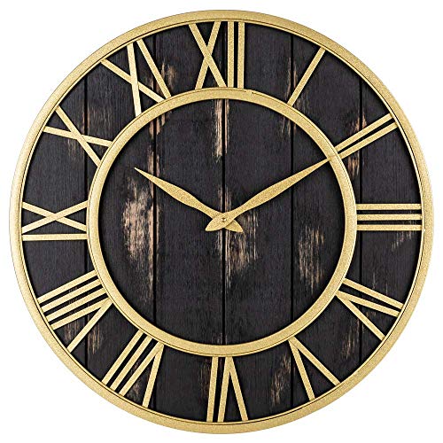 Oldtown Farmhouse Metal & Solid Wood Noiseless Wall Clock The Home