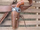 Shotgun Lilli Gun belt with Left Handed Tooled Holster Combo - 45 Caliber - Leather - Brown