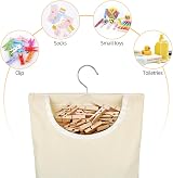 Vicloon Hanging Peg Bag with Hook, 30x26cm, Durable Canvas Clothespin Organizer view 5
