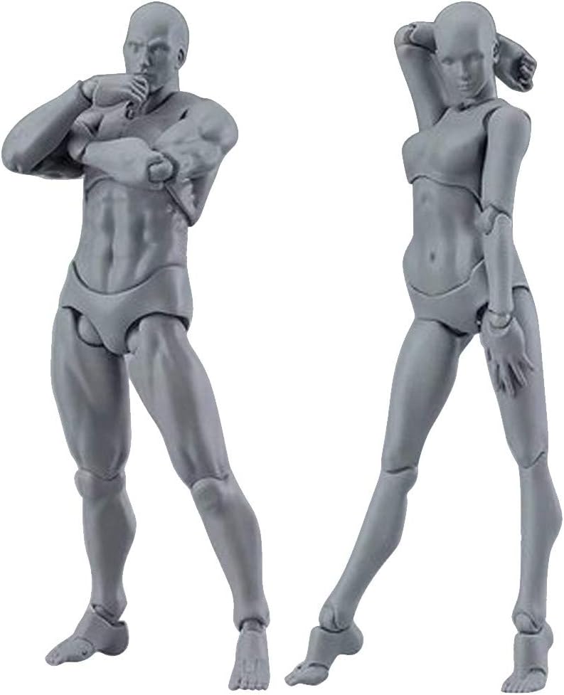 SKays Action Figure Model - Action Figure Model, Human Mannequin Man + Woman Action Figure Set with Accessories One Kit - Perfect for Drawing/Sketching/Painting/Artist/Cartoon Figures Action (C)