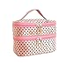 FUNOC Womens Toiletry Bag Dot Pattern Double Layer Makeup Bag