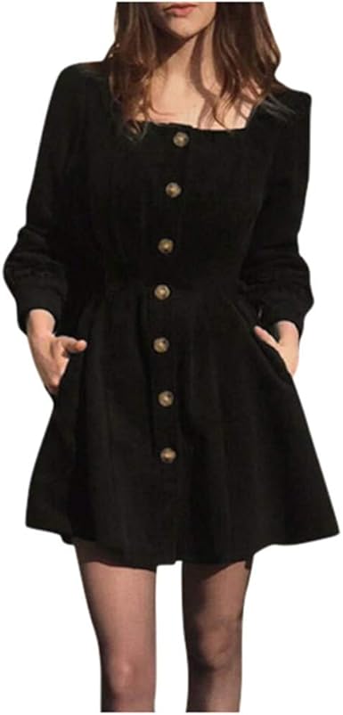 black button down mini dress