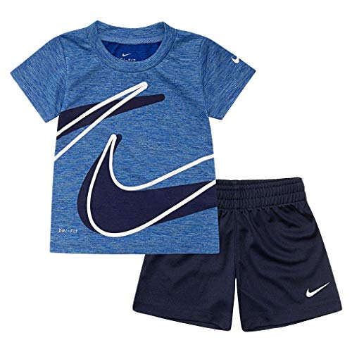 Conjunto de camiseta y pantalón corto Dri-FIT Dropset para niños Nike (niños pequeños) Obsidian 4 niños