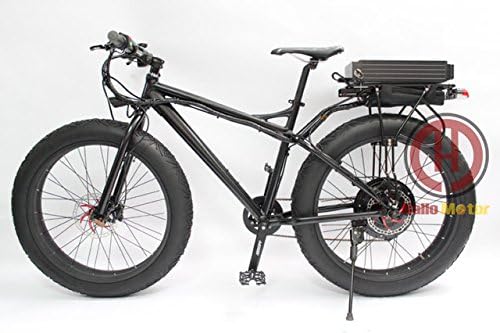 HalloMotor Powerful Fat Tire 48V 1000W 26" Total Black Electric Bicycle Snow Ebike Rear Carrier 48V 20AH Lithium Battery Multi Color Wheel
