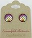 Summerfield Collection Antiqued Gold-tone Metallic Mermaid Scale Stud Earrings 12mm (Hot Pink AB)
