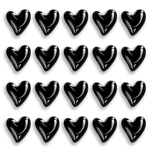Flintronic 20pcs Fridge Magnets, Cute Heart Decorative Magnets, Strong Love Heart Magnet with Strong Magnet for Refrigerator, Locker, Kitchen, Office(Black)