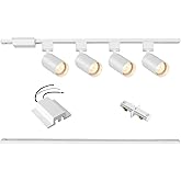 Hiiglxii 4-Light LED Track Lighting Kit with 3.3FT H Track Lighting Rails & Floating Canopy Connector, GU10 Track Light Kit, 