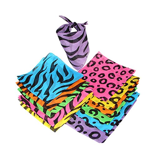 Fun Express Neon Animal Print Bandannas