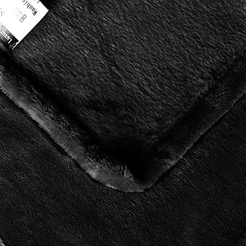 Edow Flannel Throw Blanket, Soft Plush Lightweight Nap Throw Blanket for Couch, Sofa, Bed, Travel. (Black, Throw(40"x60")) - Thumbnail 2
