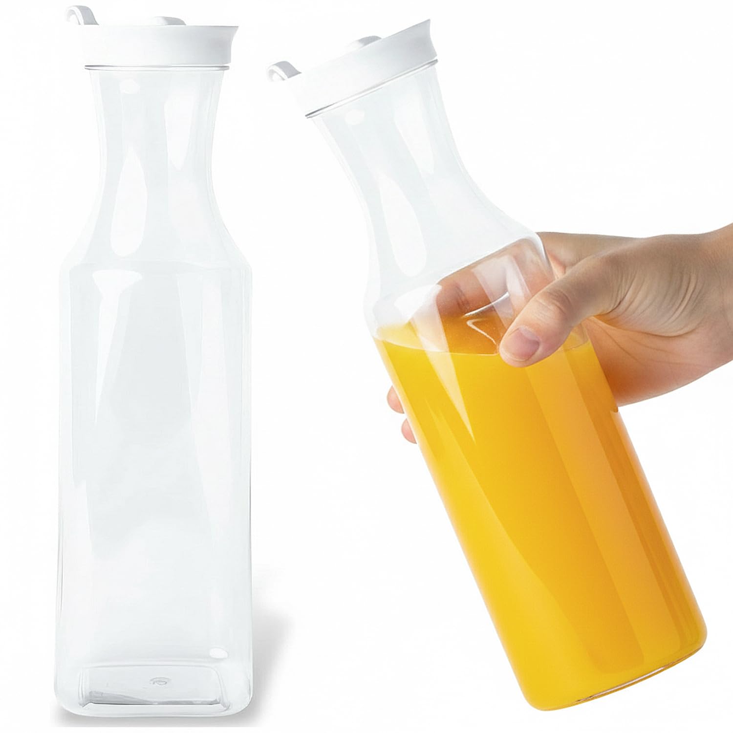 Photo 1 of ***MINOR DAMAGE***Blue Sky Square Clear Plastic Pitcher 54oz with White Lid - 1 Count | Elegant Serveware Perfect for Parties, Picnics and Gatherings