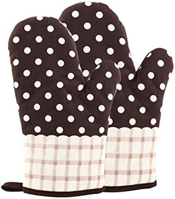 KinChi Glove Microwave BBQ Oven Cotton Baking Pot Mitts Cooking Heat Resistant Kitchen,100% Quilted Cotton with Thick Terry Cloth Lining, Set of 2 Mittens (Black)