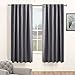 PONY DANCE Blackout Window Curtains - Short Gray Thermal Insulated Drapes Back Tab/Rod Pocket Room Darkening Panels Energy Saving for Bedroom/Bathroom, 42 W x 54 L, Grey, 1 Pair