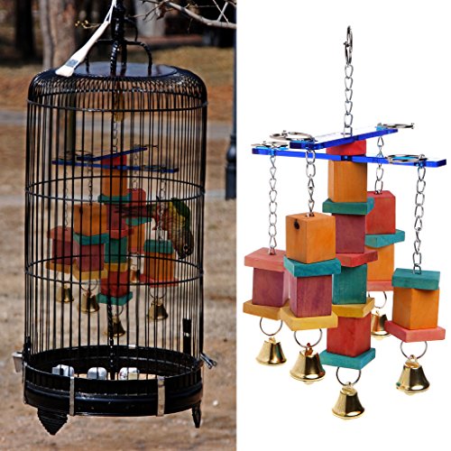 NNDA CO Pet Bird Parrot Parakeet Cockatiel Cage Hammock Swing Hanging Chew Wooden Toys,Wood+Acrylic,33cmx15cm/12.99''x5.9'', 1Pc