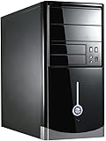 CiT 1015BS Micro ATX Case with 500W Power Supply Unit - Gloss Black/Silver