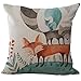 Highpot Hot Body Pillowcases, Cartoon Fox Pattern Square Pillow Cushion Hidden Zipper Closure Pillowcases (D)
