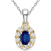Gem And Harmony 1/2 Carat (ctw) Lab-Created Blue Sapphire Pendant Necklace with Lab-Grown Diamonds in 14K White Gold with Chain